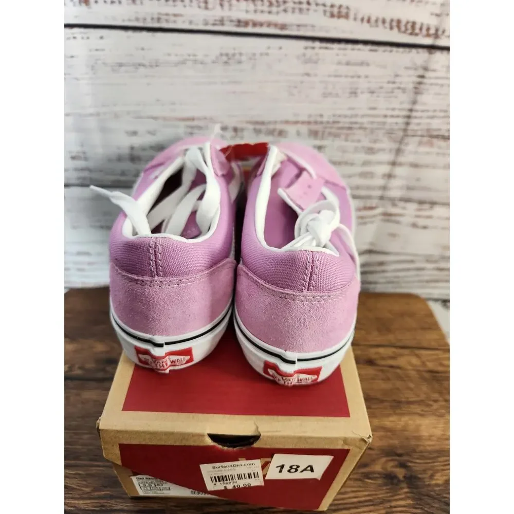 VANS Old Skool Low top canvas suede orchid and true white size 3